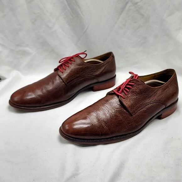 COLE HAAN VINTAGE WILLIAM DERBY OXFORD DISTRESSED PEBBLED LEATHER MENS 10.5 WIDE - Picture 1 of 16